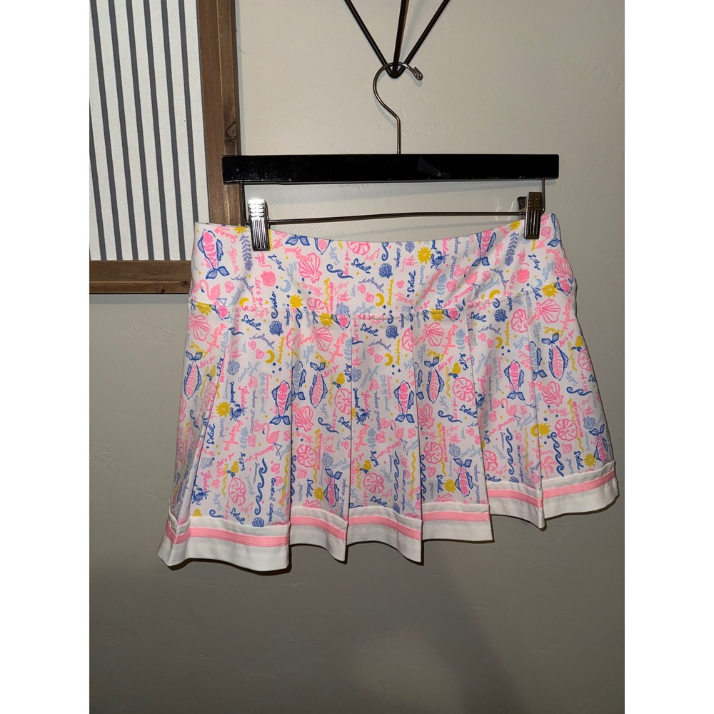 Lilly Pulitzer Luxletic Women 8 White Pink Coastal Print Pleated Tennis Skort - Picture 5 of 9